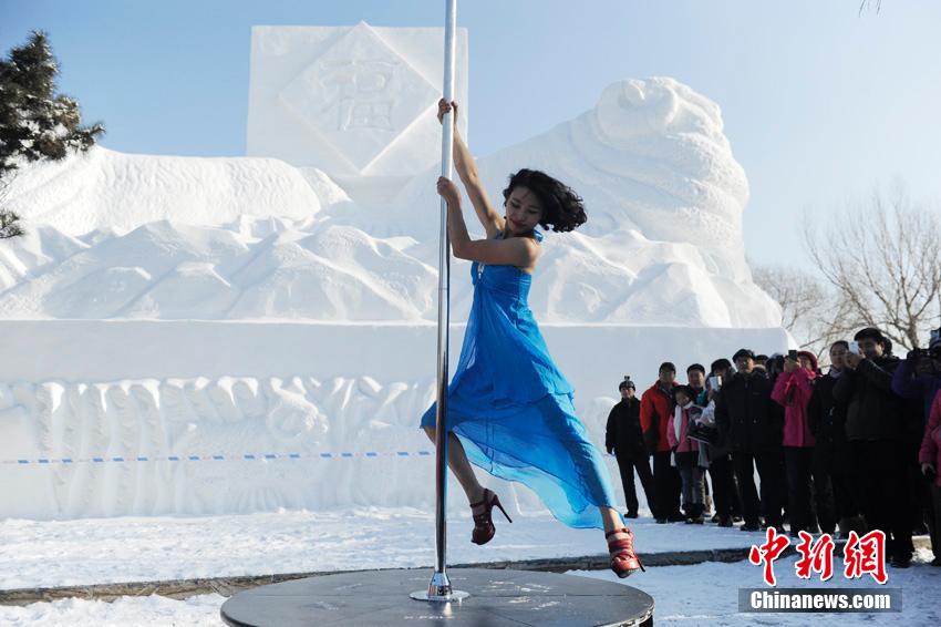 Baile en barra sobre la nieve