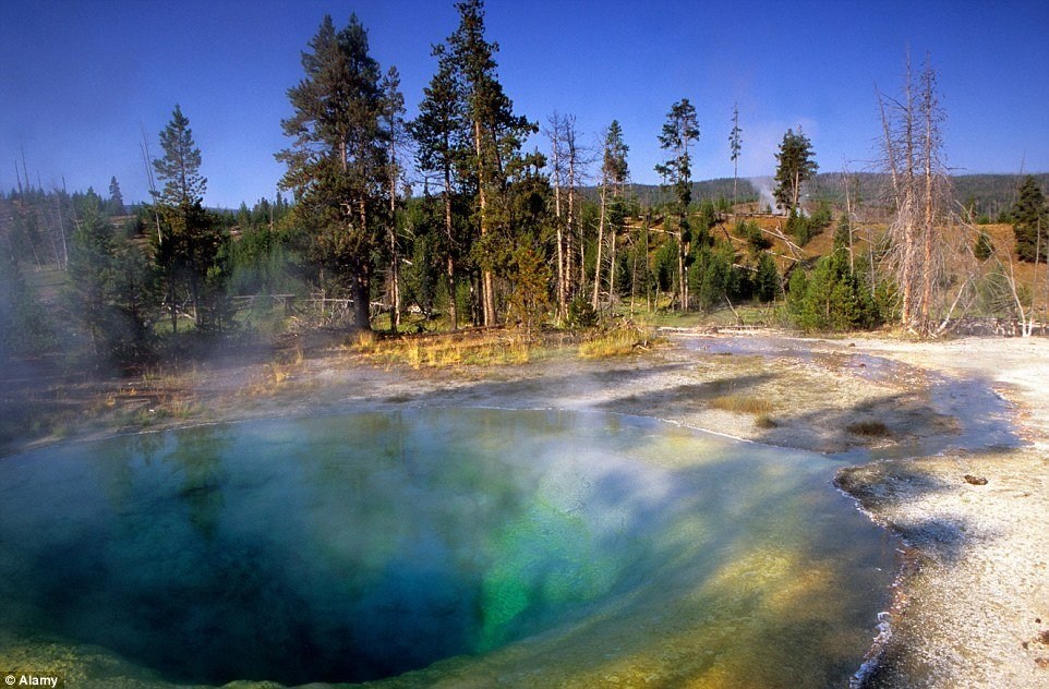 Las monedas cambian el color de un géiser en Yellowstone