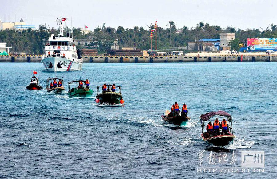 Soldados en Sansha protegen las islas