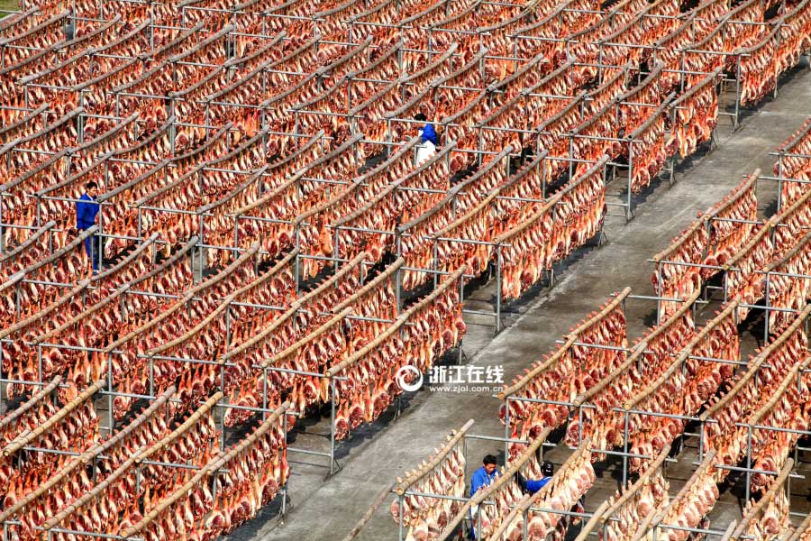 Comienza la temporada de secado del jamón de Jinhua