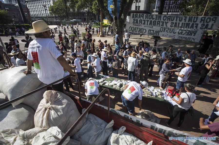 Protestas de productores yerbateros en Buenos Aires