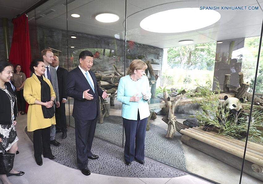 Xi y Merkel inauguran Jardín de los Pandas en Zoológico de Berlín