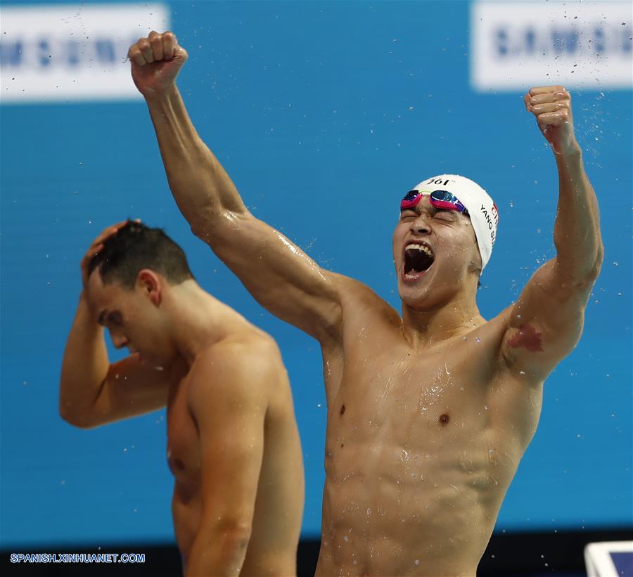 Chino Sun Yang gana título de 400 m libres por 3a ocasión en mundial de FINA