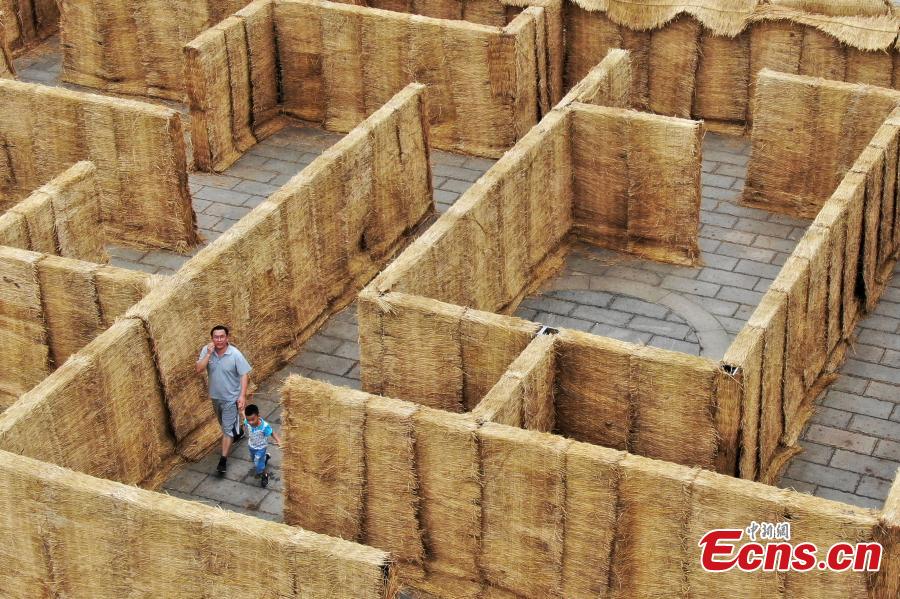 Un laberinto de paja en Changzhou ilustra sobre las tradiciones agrícolas chinas