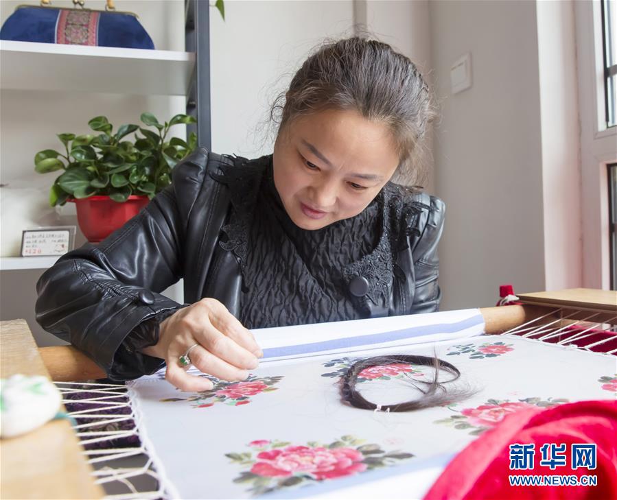 Bordado con cabello de Dongtai, provincia de Jiangsu