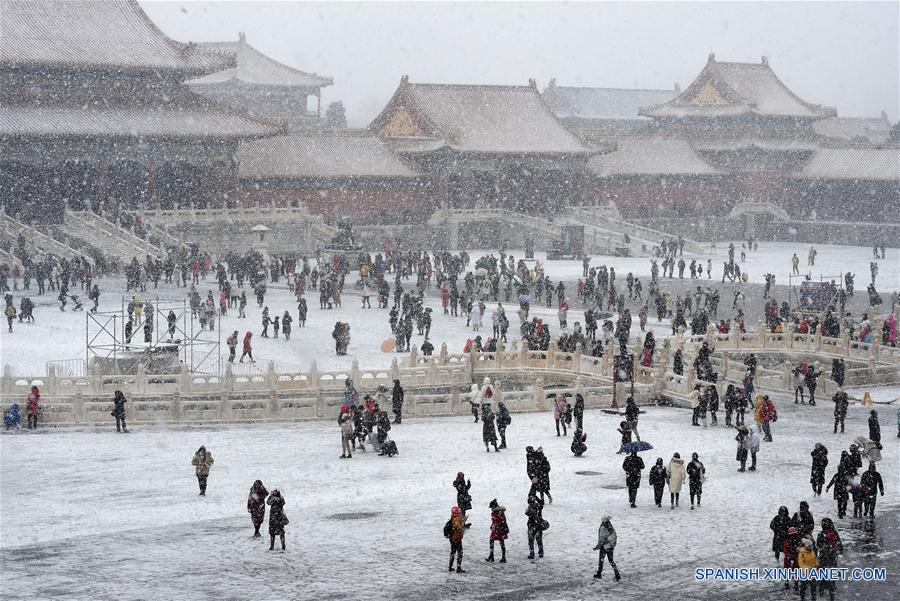 Paisaje nevado en el Museo del Palacio en Beijing