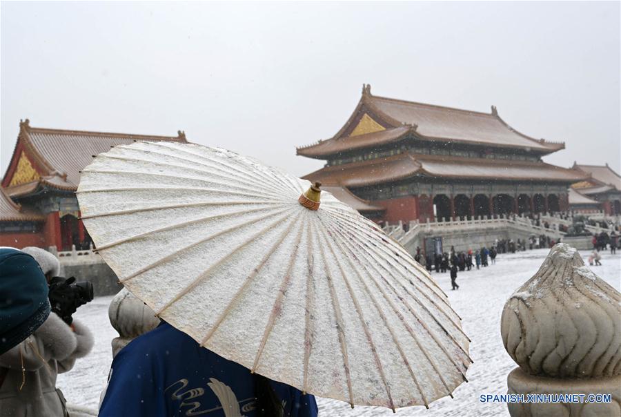 Paisaje nevado en el Museo del Palacio en Beijing