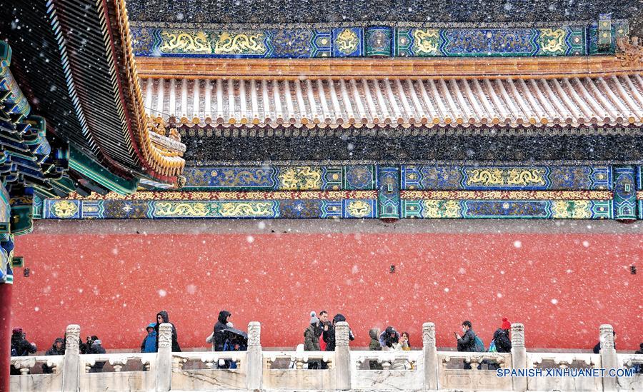 Paisaje nevado en el Museo del Palacio en Beijing