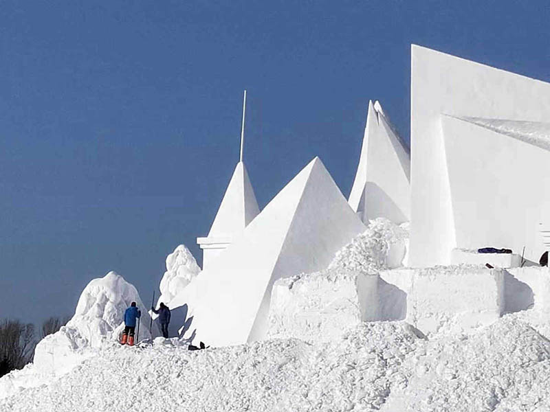 Pieza que participará de la 33 Exposición Internacional de Escultura de Nieve Isla del Sol de Harbin. (Foto: Song Yunjun/ China Daily)